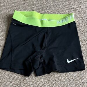 Nike Black and Neon Yellow Performance Shorts